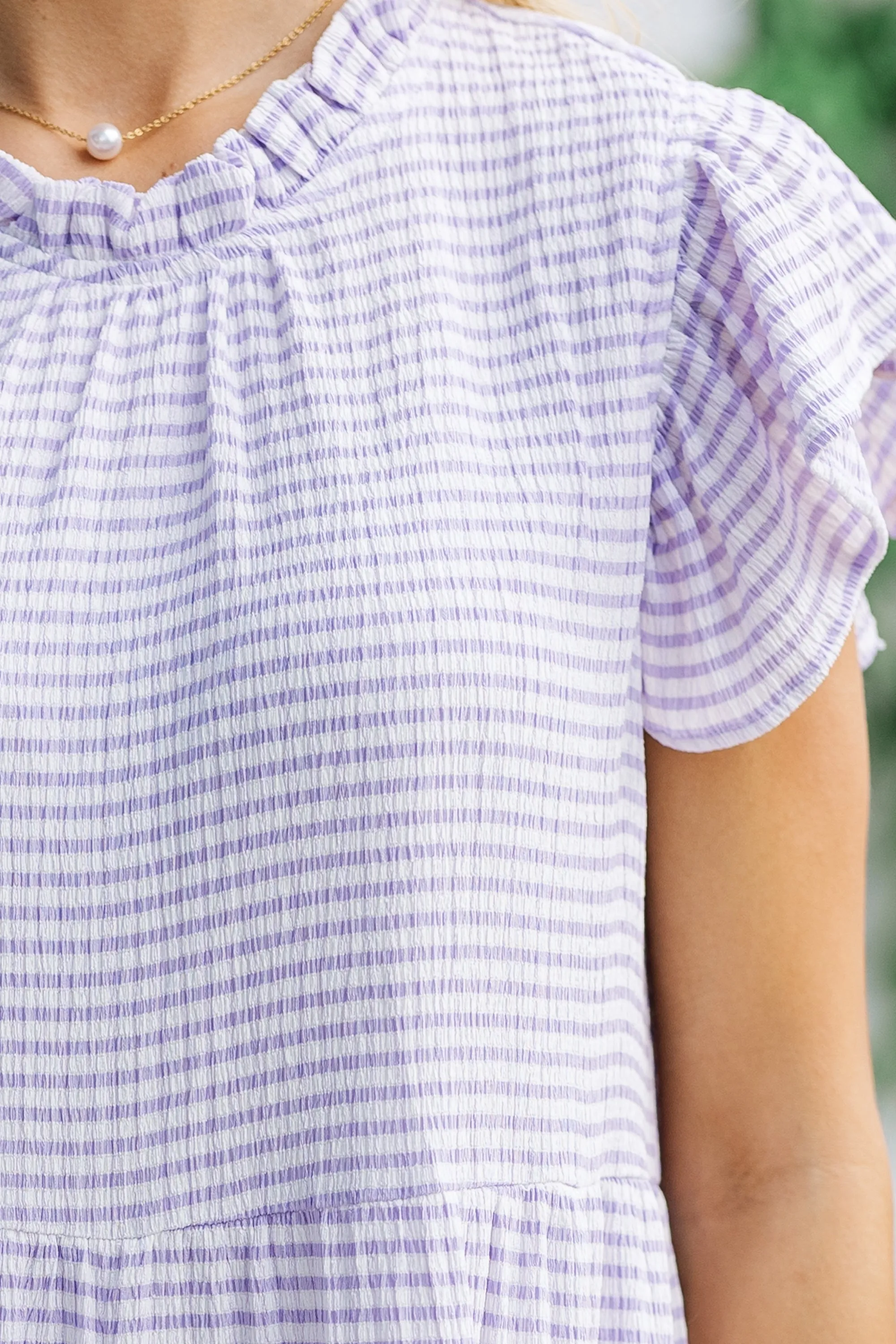 Speak Your Mind Lavender Gingham Midi Dress