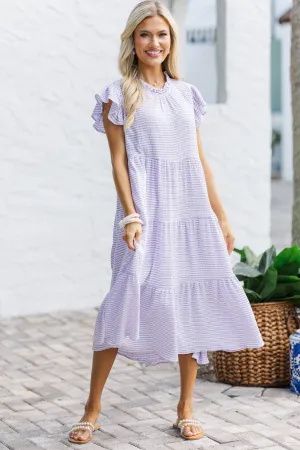 Speak Your Mind Lavender Gingham Midi Dress