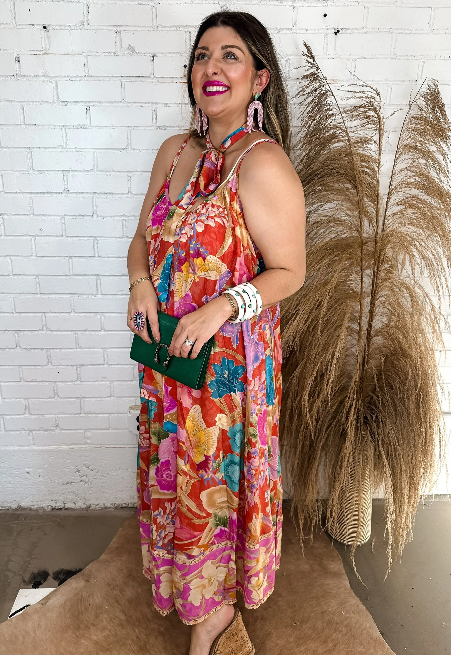 {Spell} Painters Garden Strappy Maxi Dress - Crimson