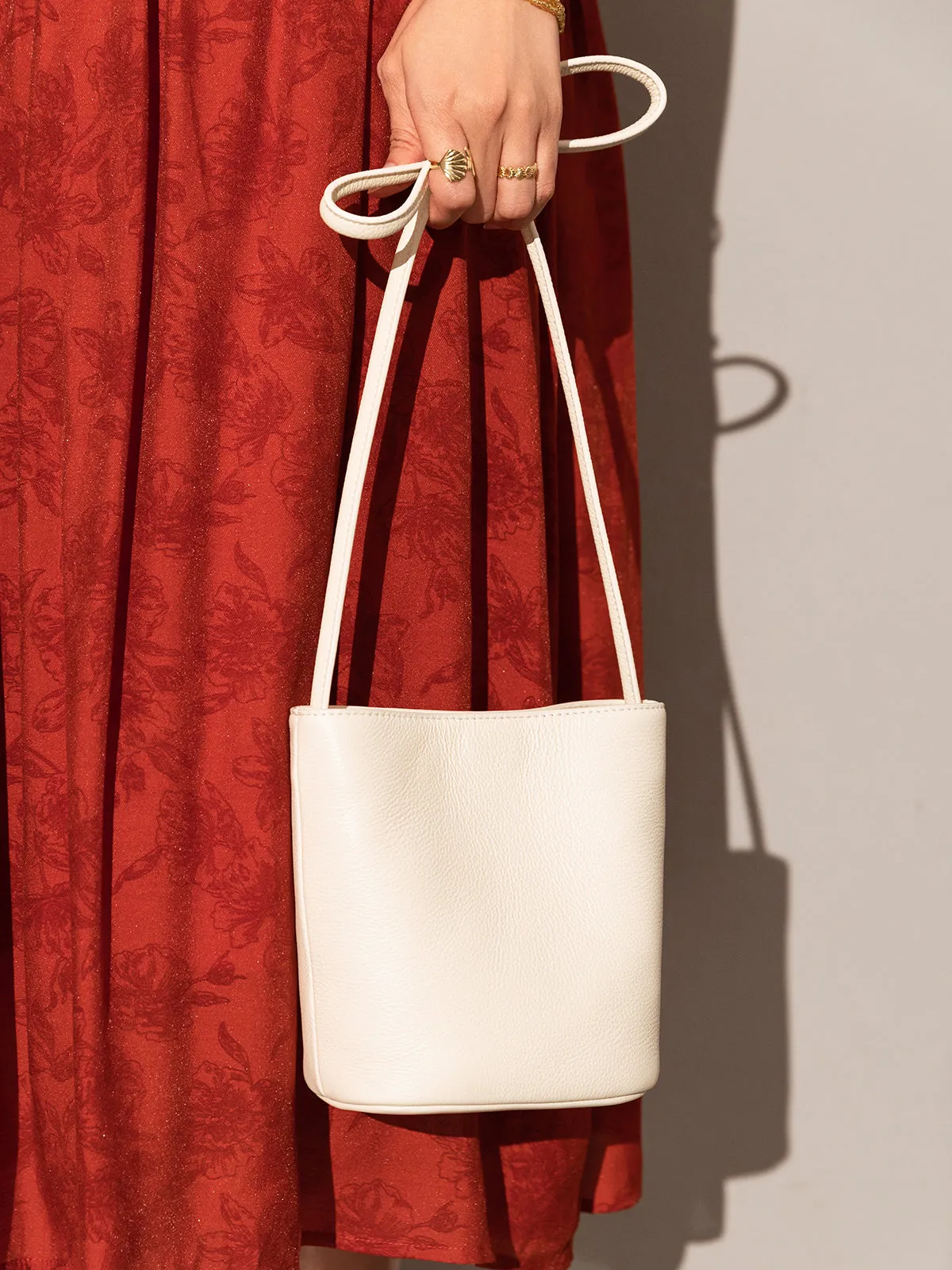 Strap Leather Bucket Detailed Bag Thin Waterproof Smart design