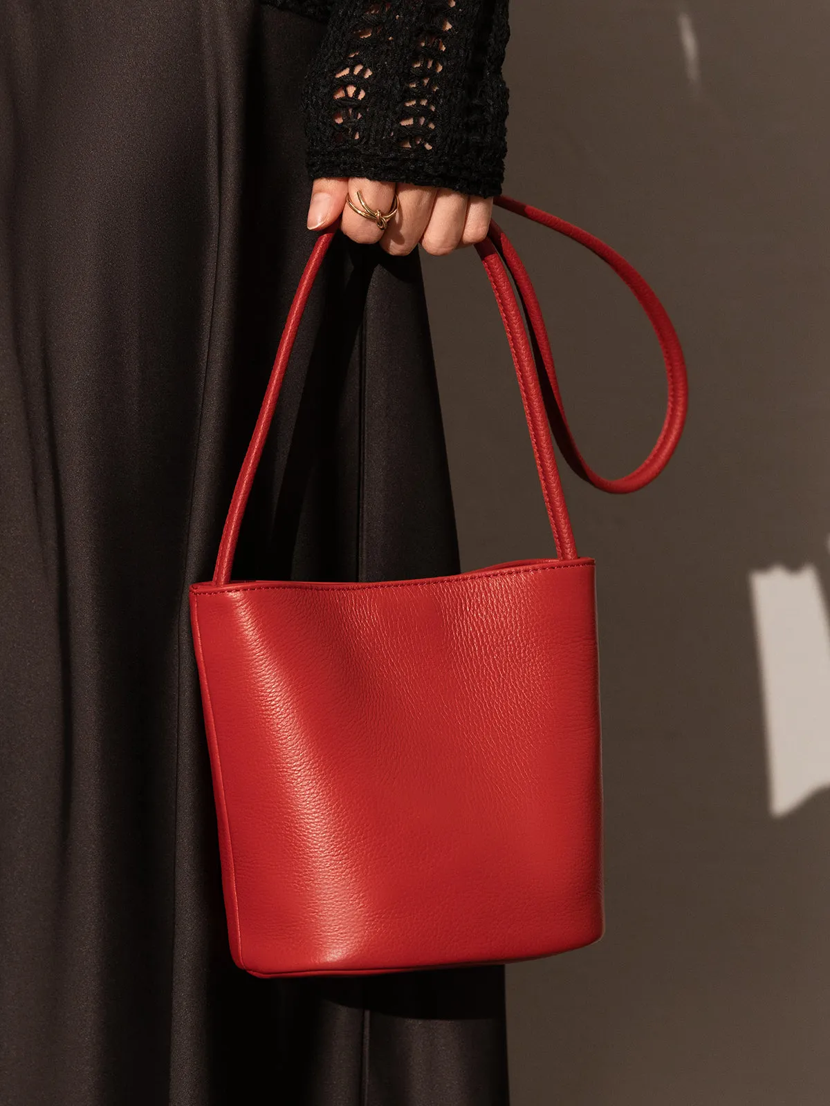 Strap Leather Bucket Detailed Bag Thin Waterproof Smart design