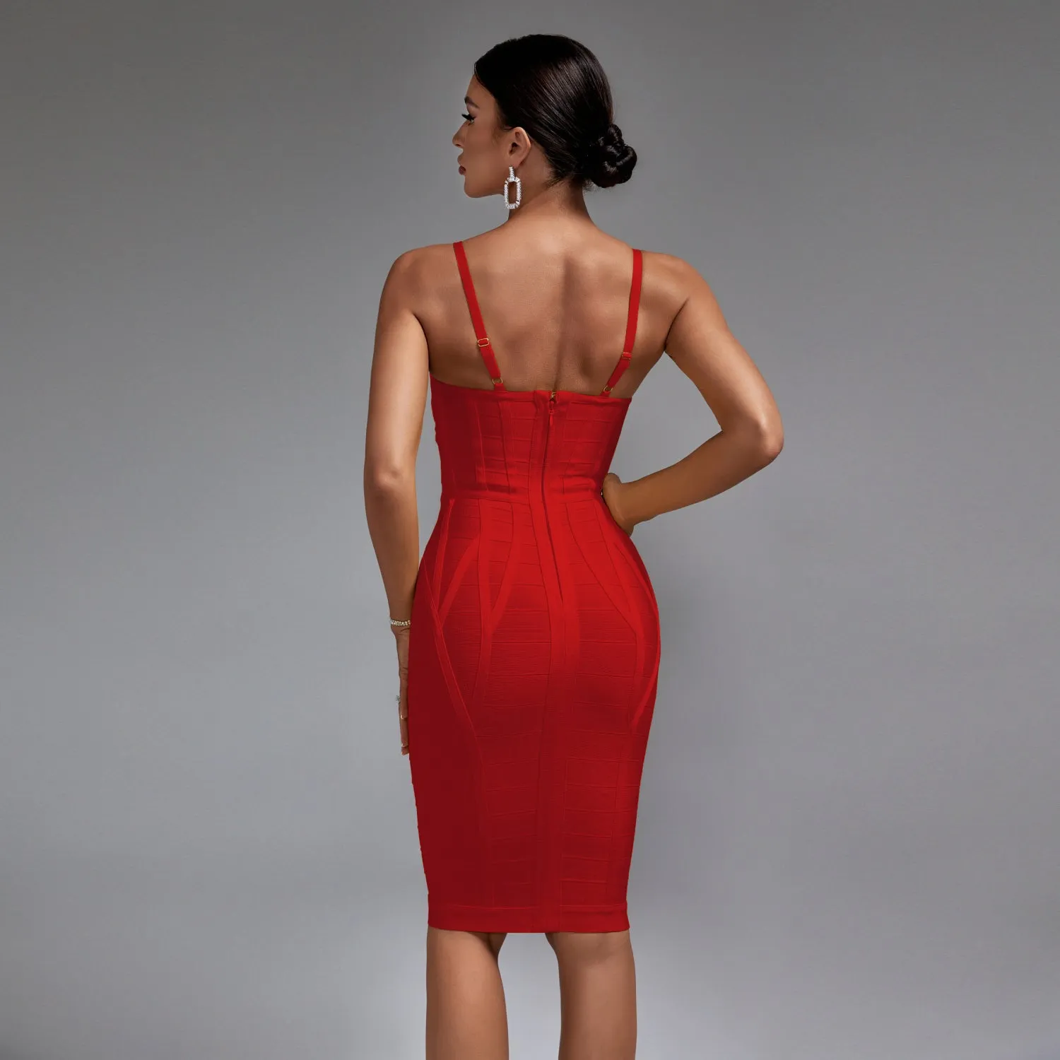 Strappy Stripe Backless Bandage Dress