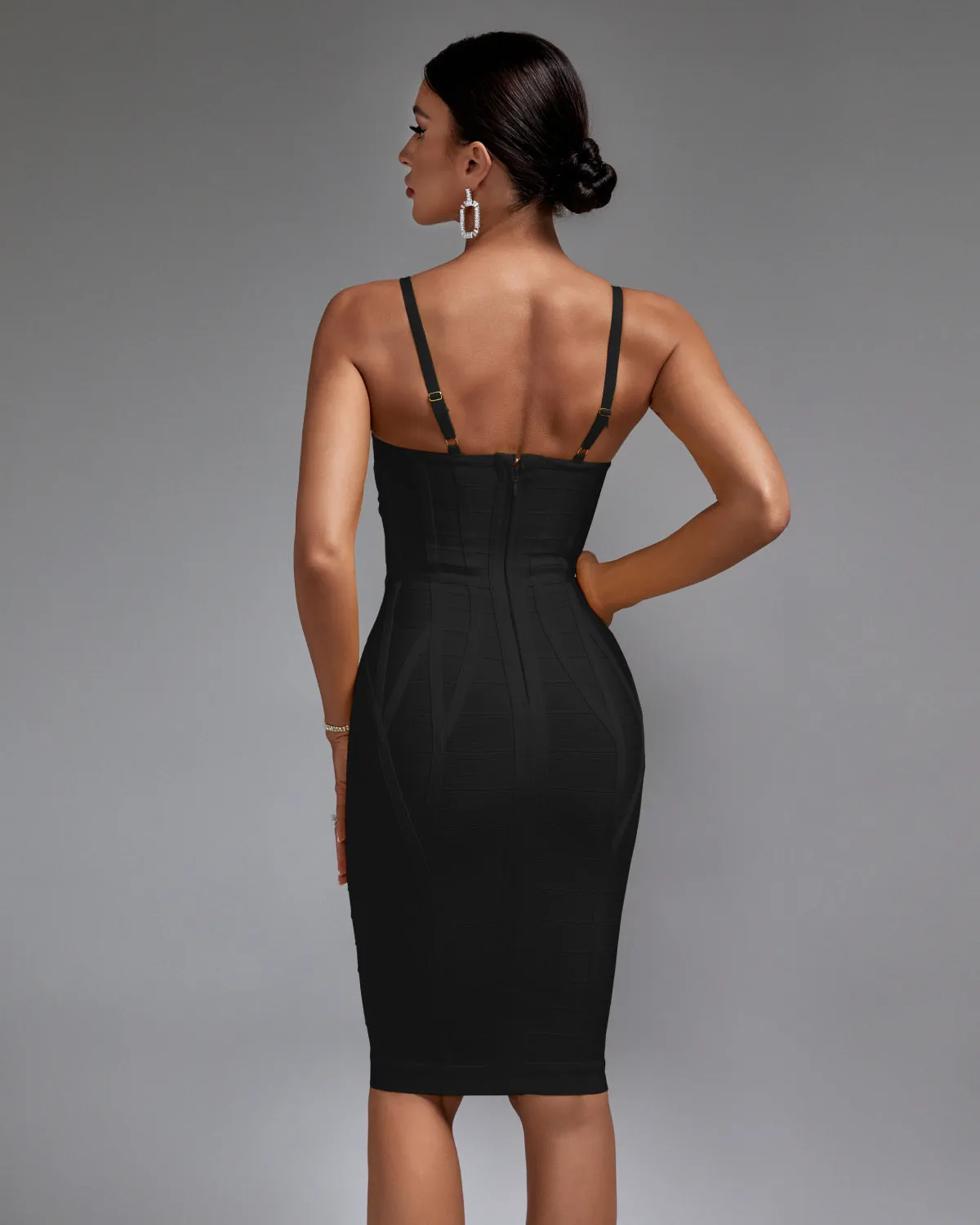 Strappy Stripe Backless Bandage Dress
