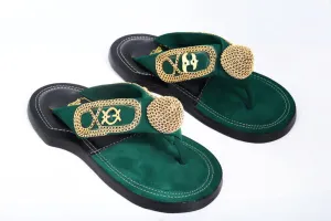 The Akan Gold Ornament Open Slippers