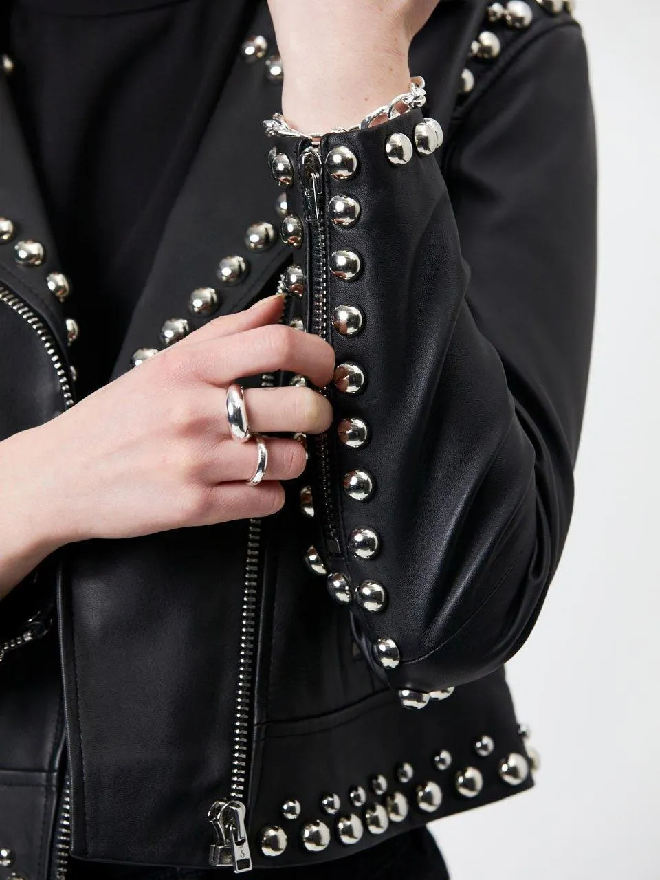 Toujours Studs Leather Jacket Black