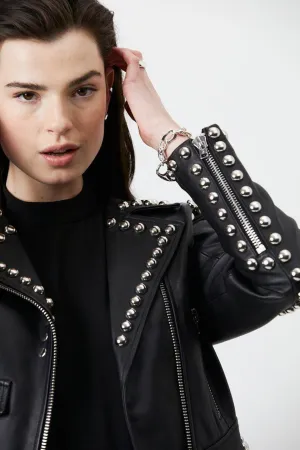 Toujours Studs Leather Jacket Black