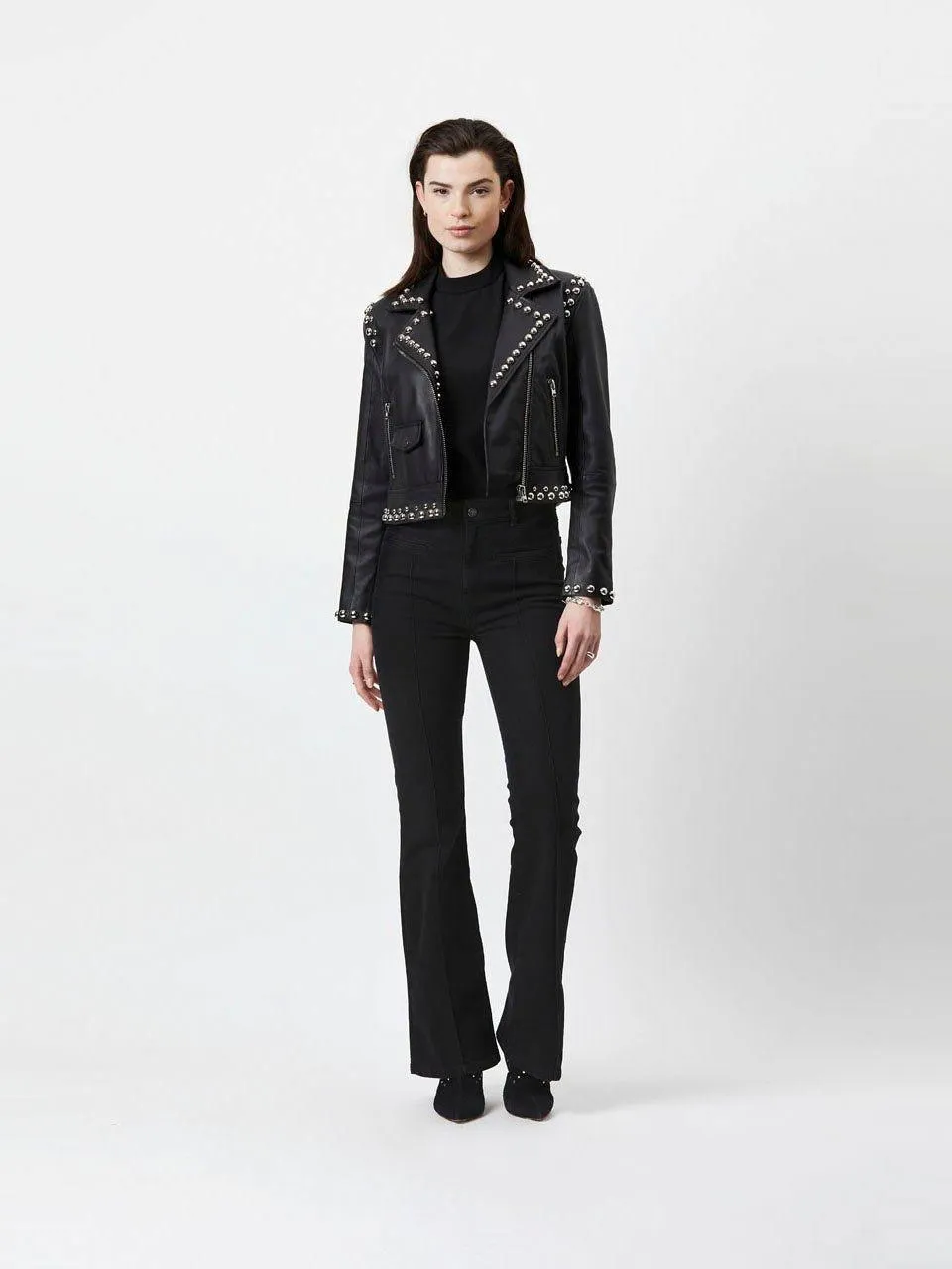 Toujours Studs Leather Jacket Black