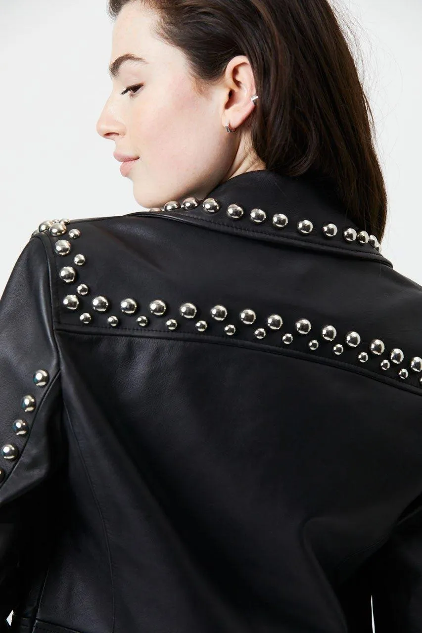 Toujours Studs Leather Jacket Black