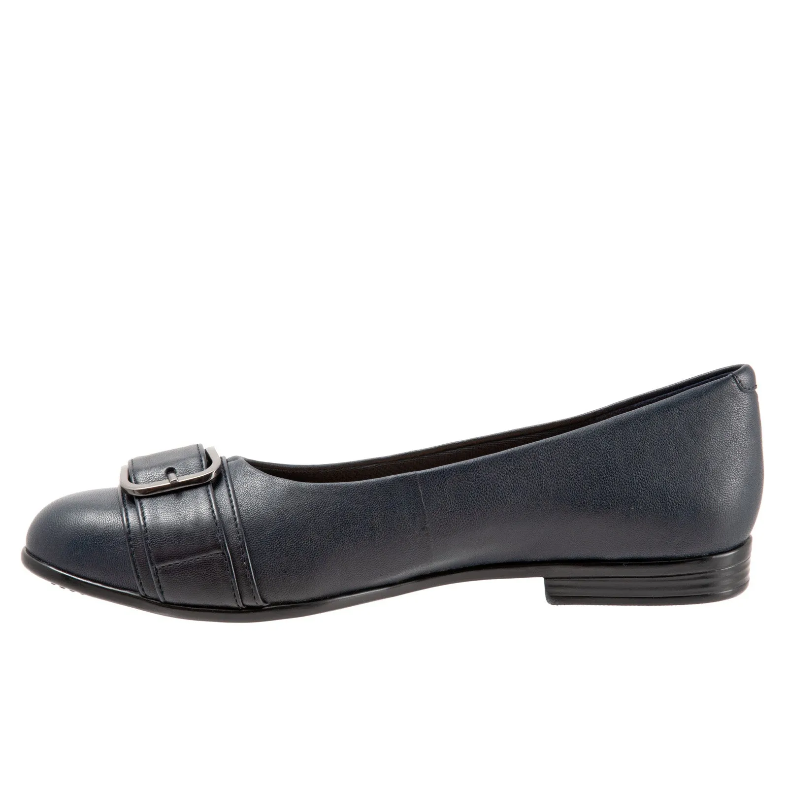 Trotters Aubrey T1850-400 Womens Blue Narrow Leather Ballet Flats Shoes