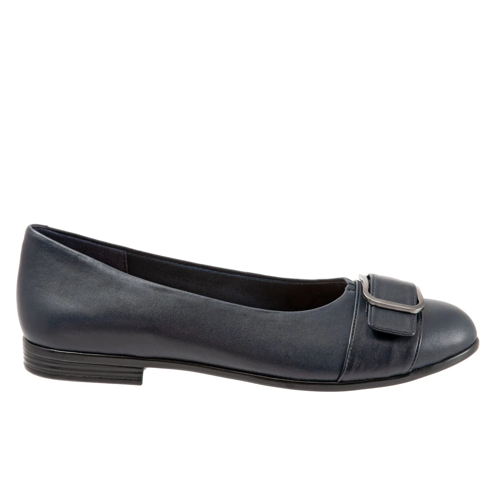 Trotters Aubrey T1850-400 Womens Blue Narrow Leather Ballet Flats Shoes