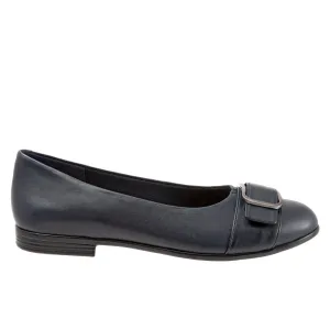 Trotters Aubrey T1850-400 Womens Blue Narrow Leather Ballet Flats Shoes