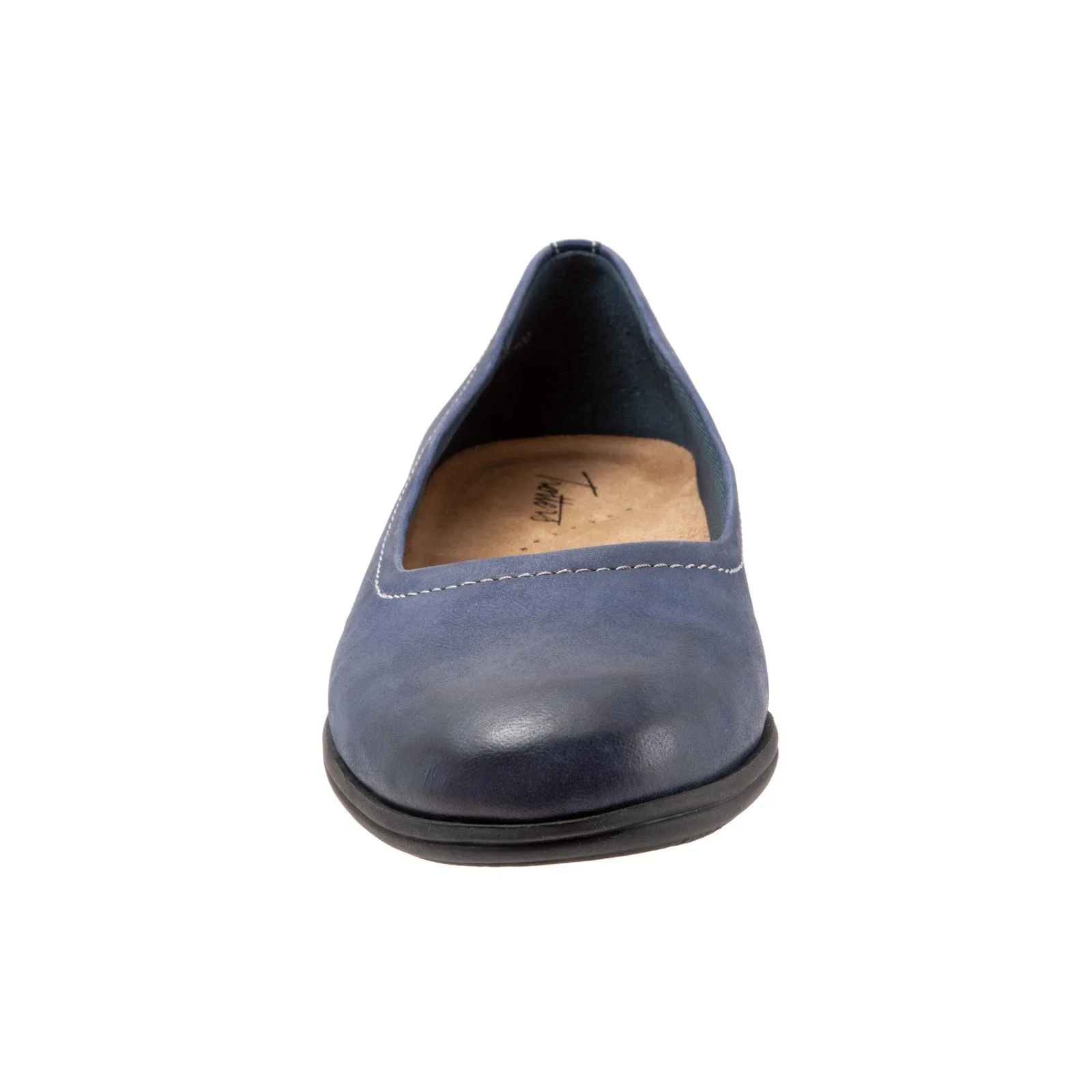 Trotters Darcey T1904-400 Womens Blue Extra Wide Leather Ballet Flats Shoes