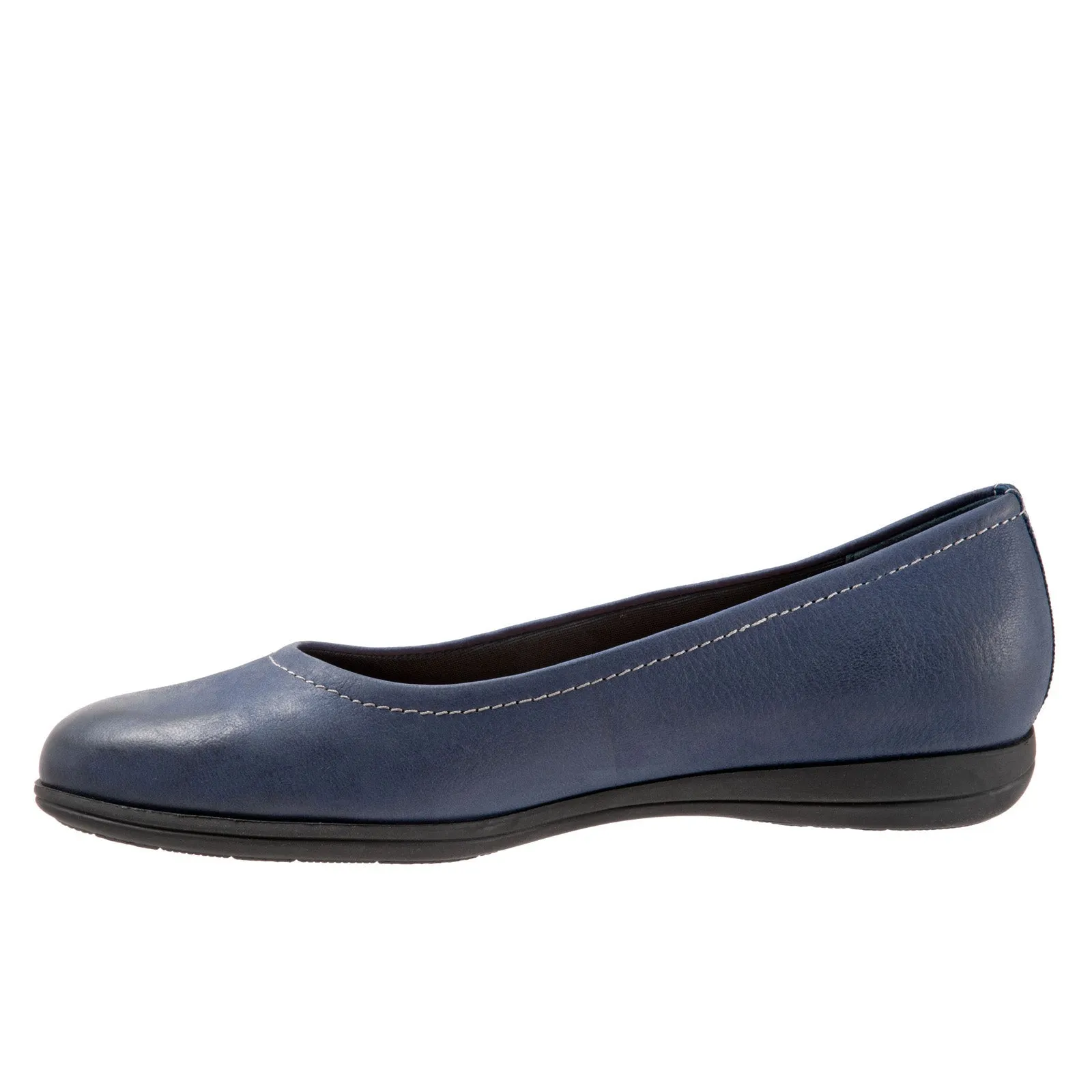 Trotters Darcey T1904-400 Womens Blue Wide Leather Ballet Flats Shoes
