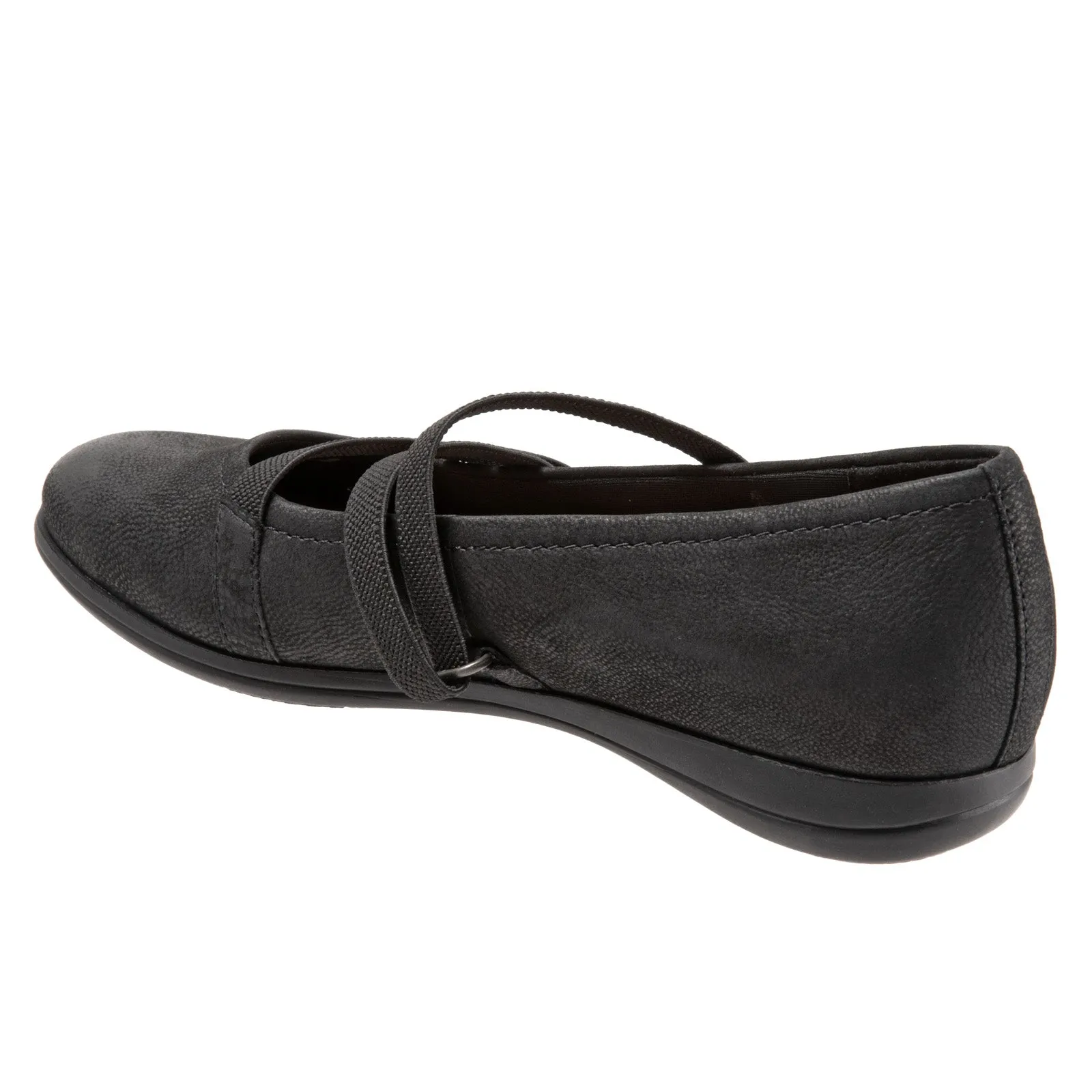 Trotters Della T1953-001 Womens Black Nubuck Slip On Ballet Flats Shoes
