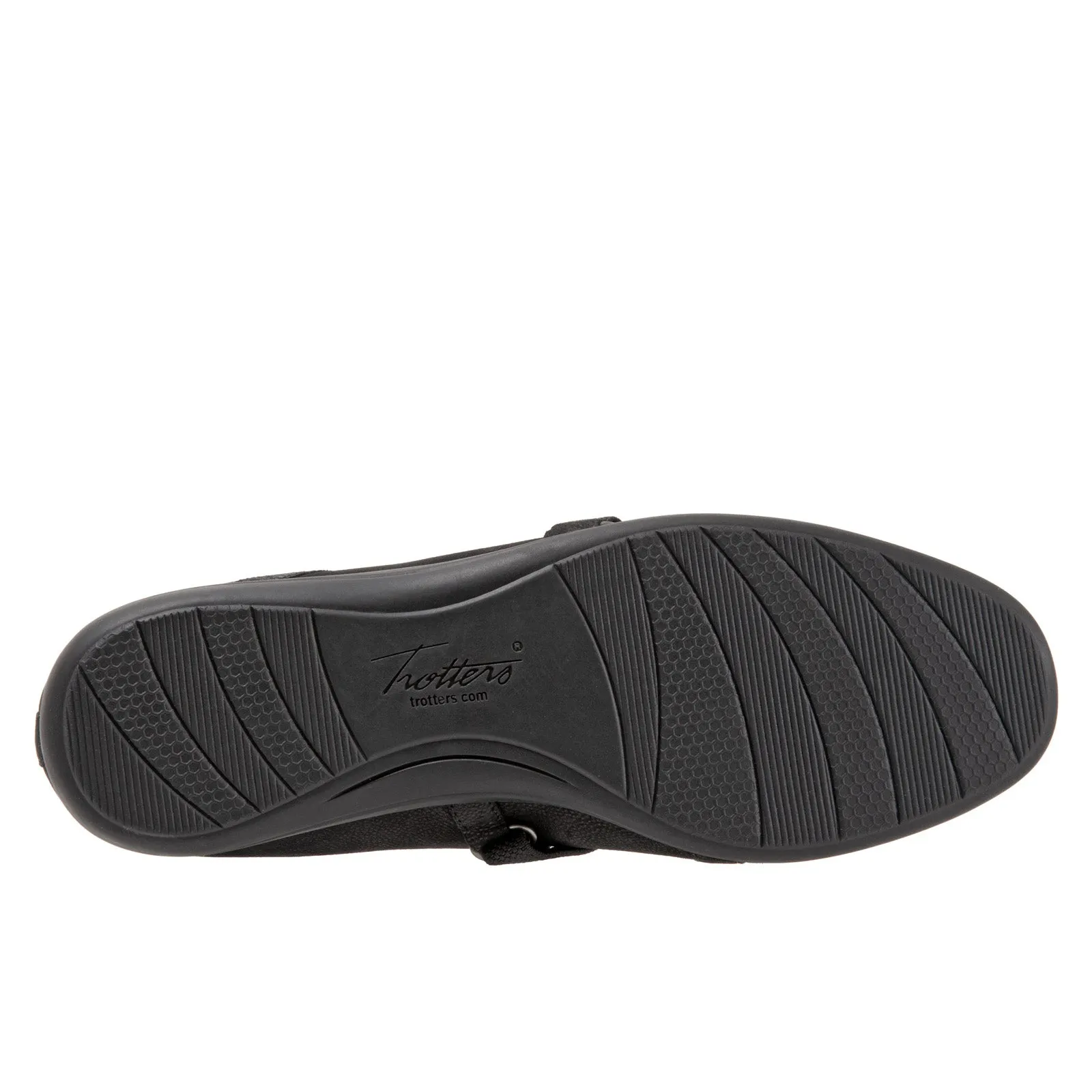 Trotters Della T1953-001 Womens Black Nubuck Slip On Ballet Flats Shoes