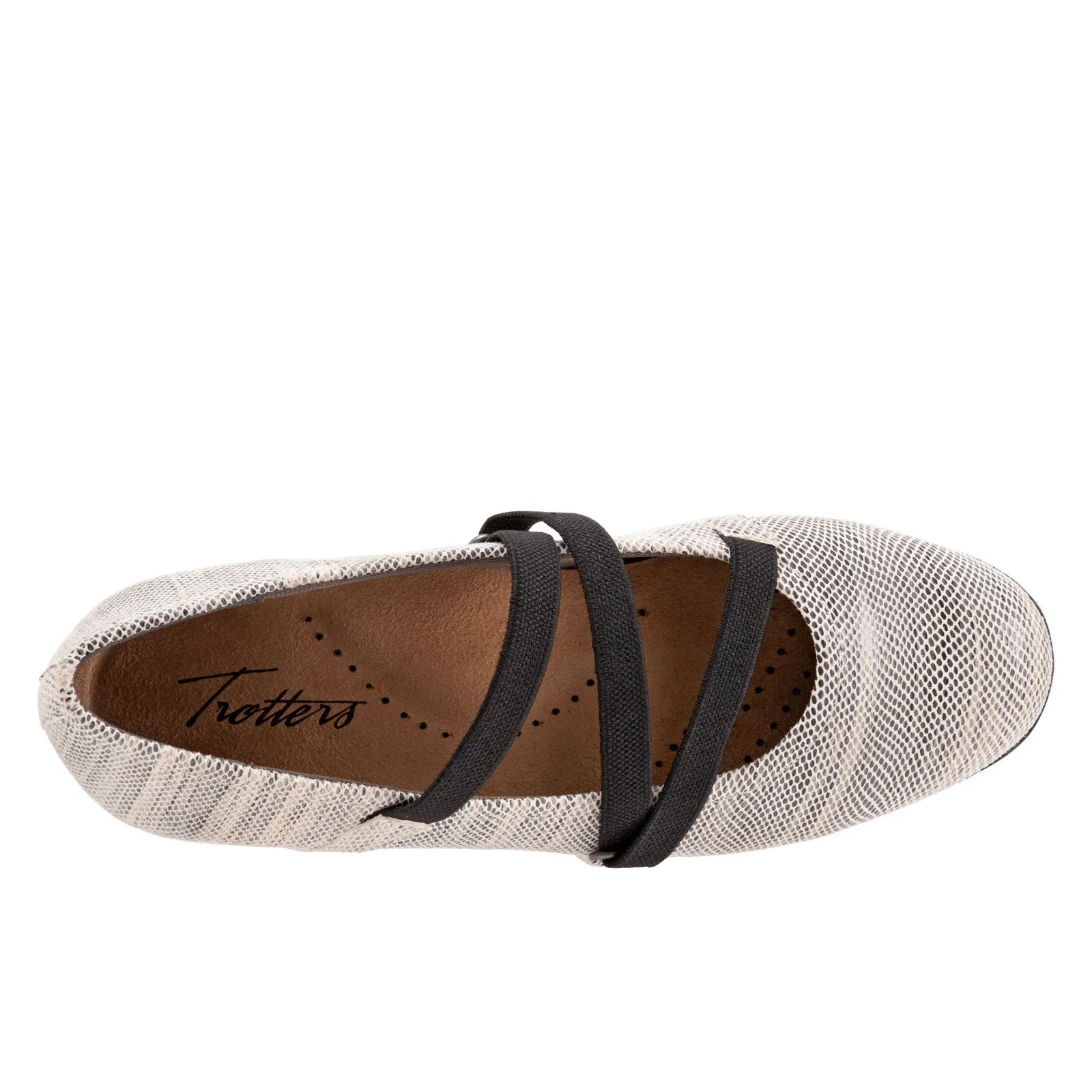 Trotters Della T1953-067 Womens Beige Leather Slip On Ballet Flats Shoes