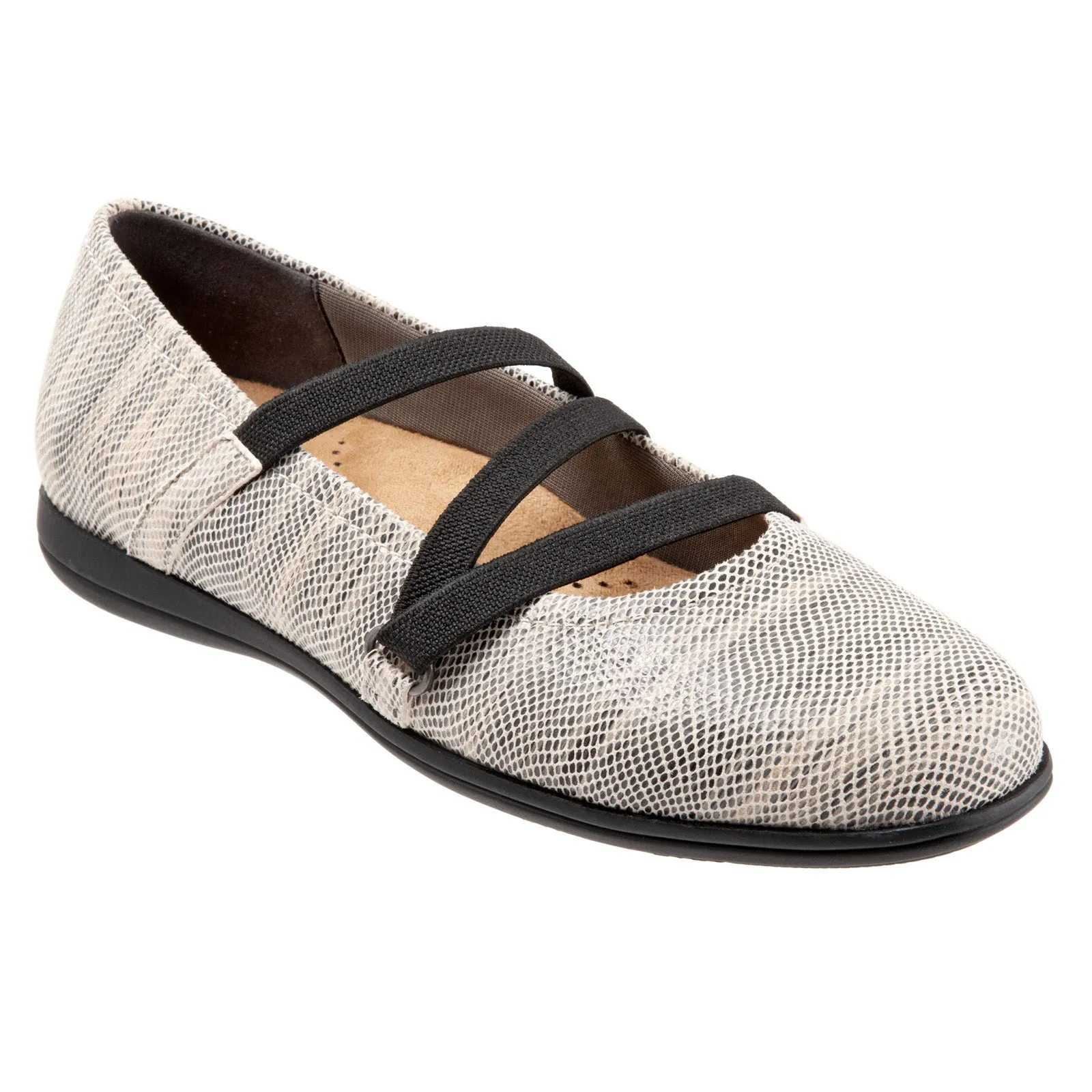 Trotters Della T1953-067 Womens Beige Leather Slip On Ballet Flats Shoes