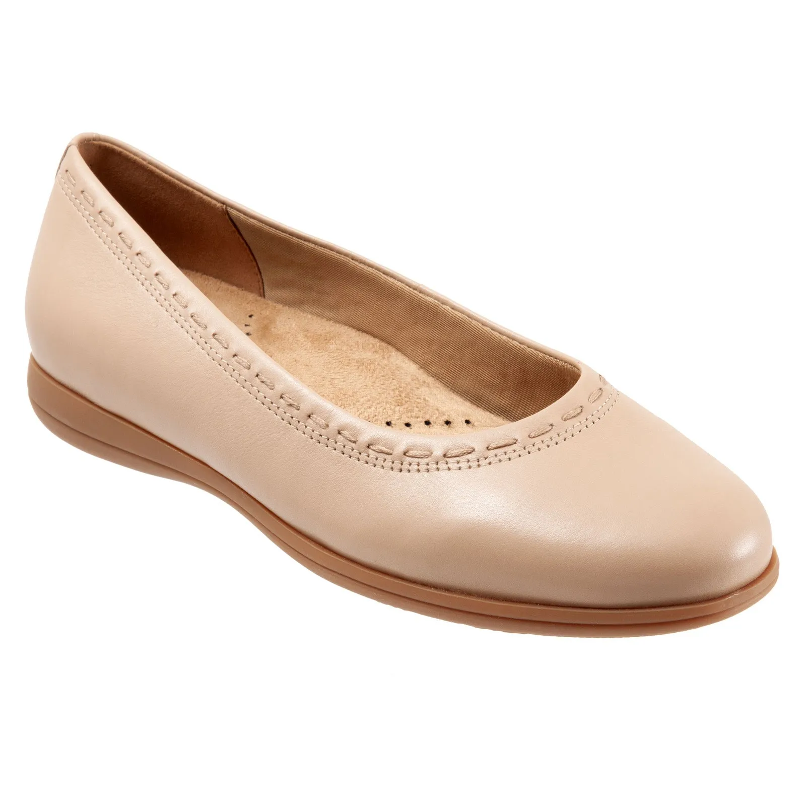 Trotters Dixie T2217-130 Womens Beige Narrow Leather Ballet Flats Shoes
