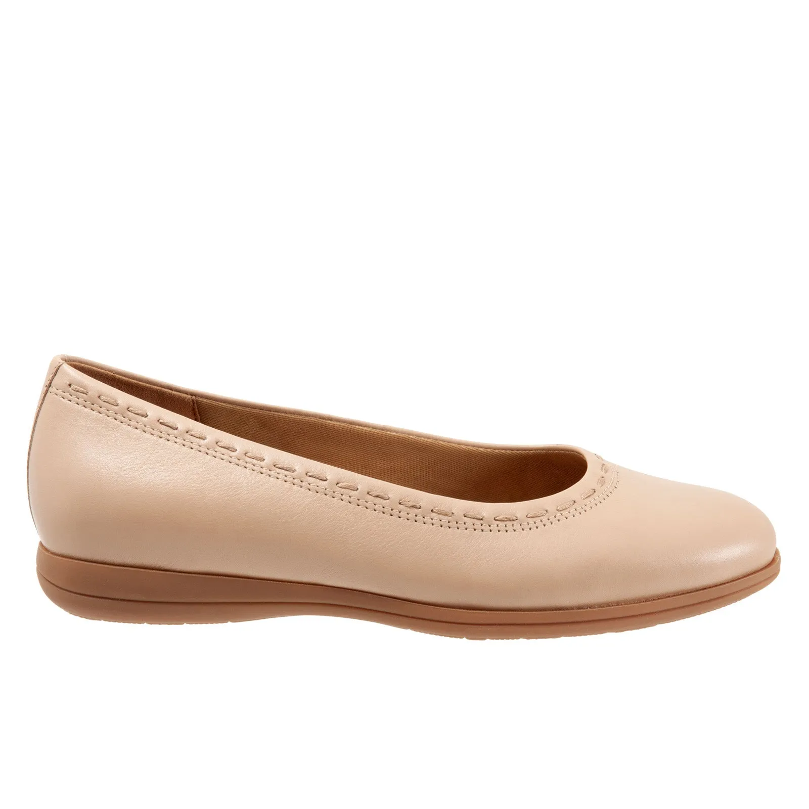 Trotters Dixie T2217-130 Womens Beige Narrow Leather Ballet Flats Shoes