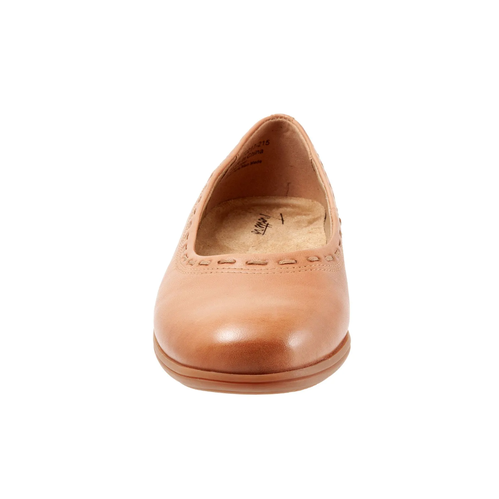 Trotters Dixie T2217-215 Womens Brown Leather Slip On Ballet Flats Shoes
