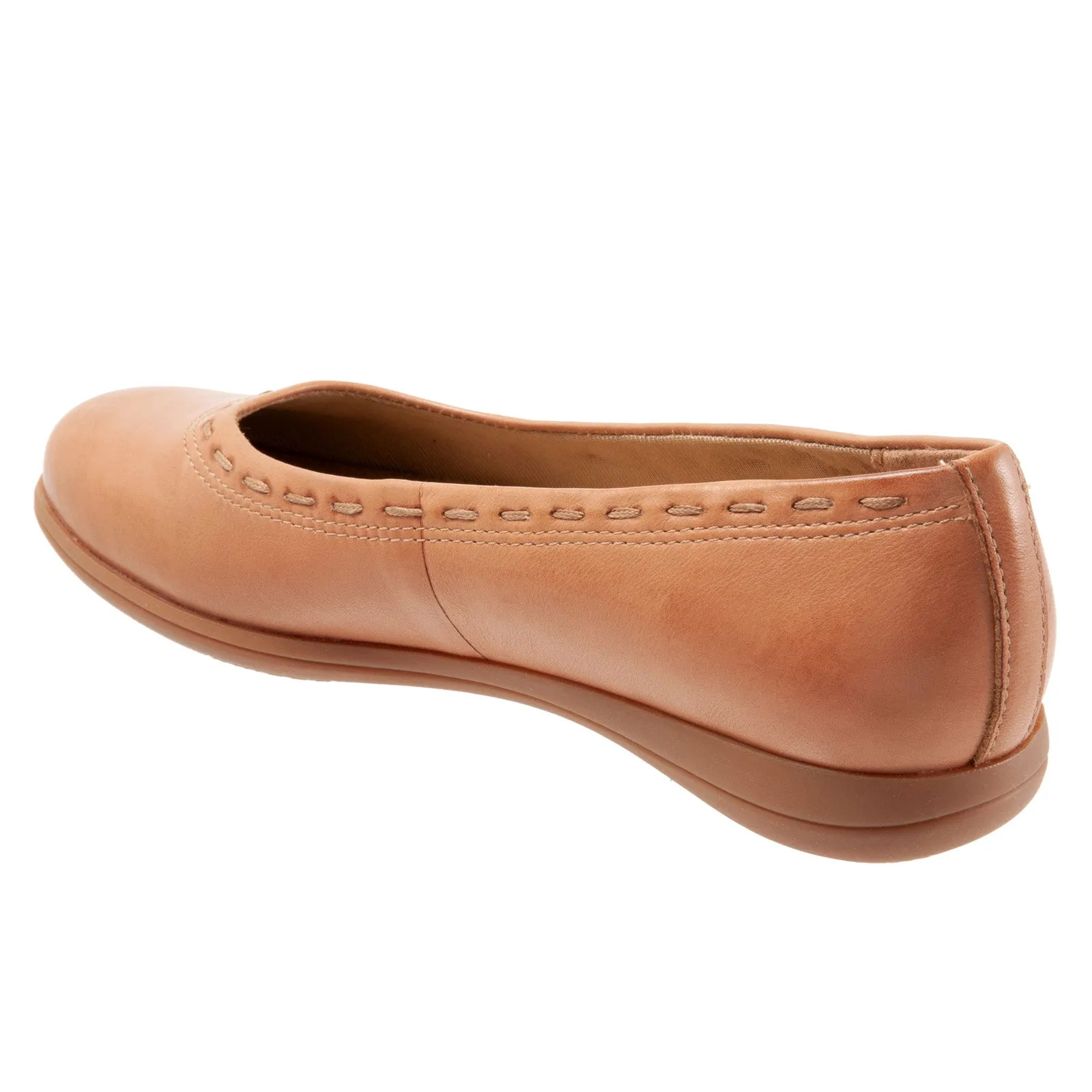 Trotters Dixie T2217-215 Womens Brown Leather Slip On Ballet Flats Shoes