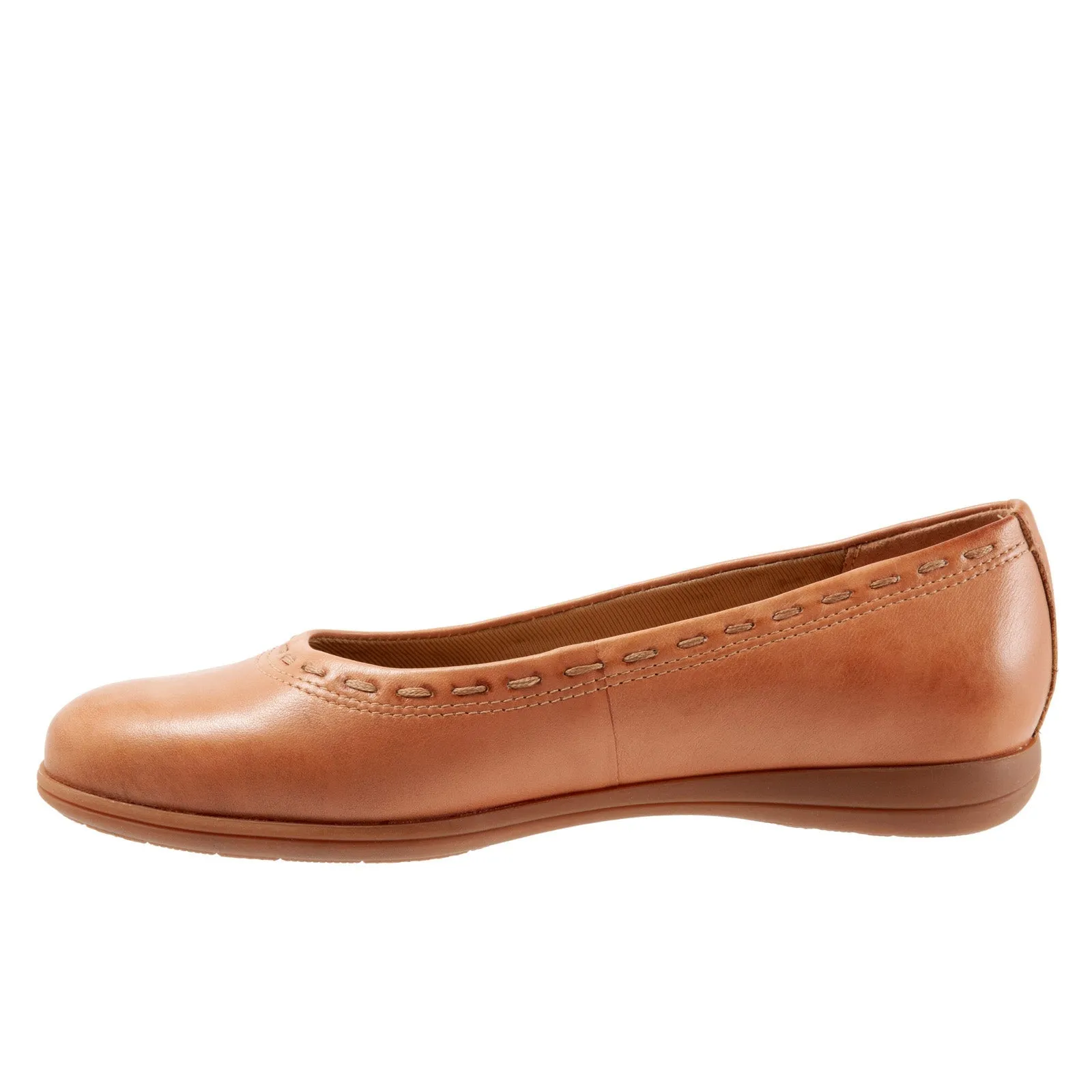 Trotters Dixie T2217-215 Womens Brown Leather Slip On Ballet Flats Shoes