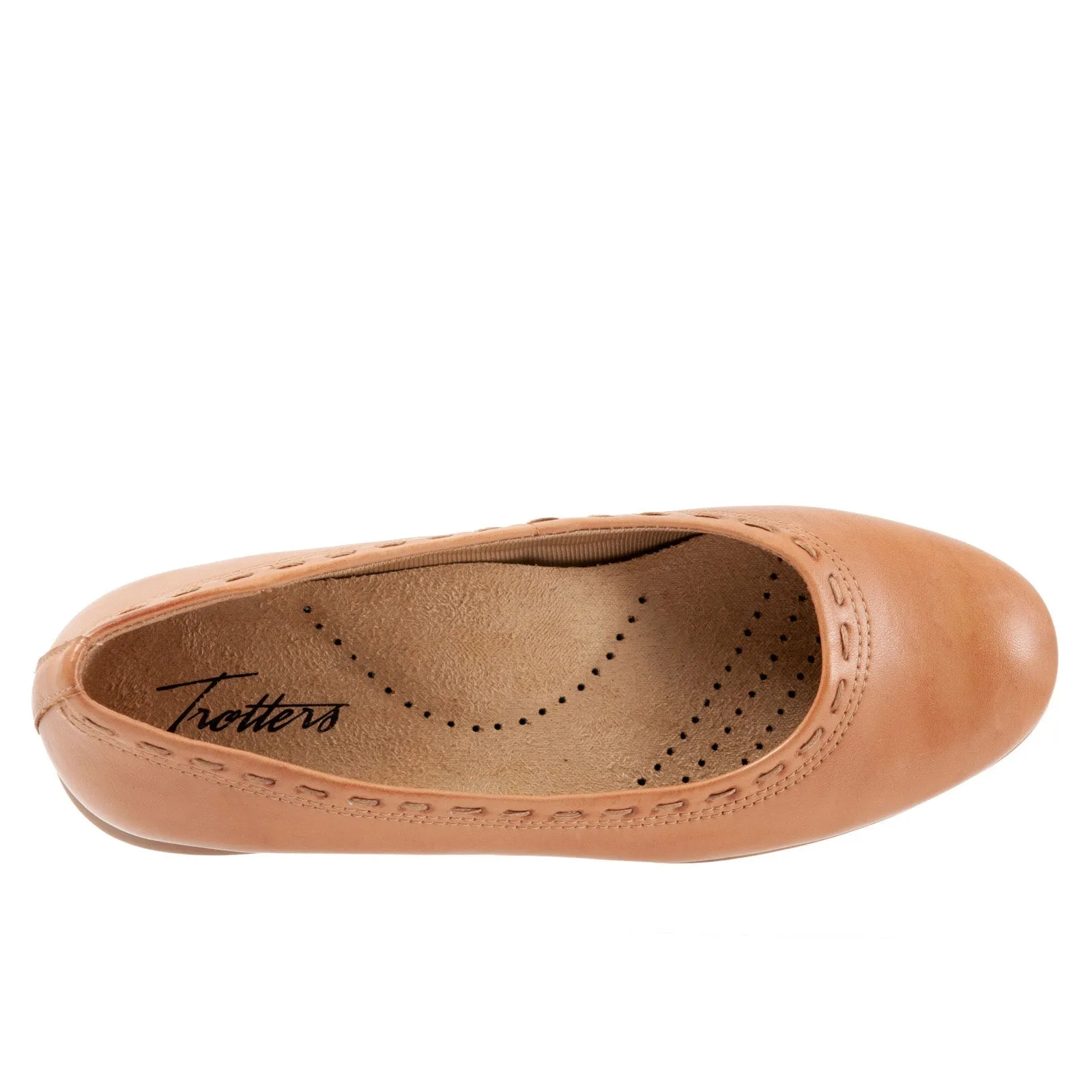 Trotters Dixie T2217-215 Womens Brown Narrow Leather Ballet Flats Shoes