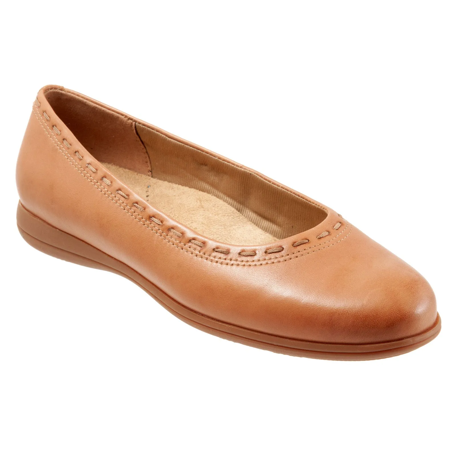 Trotters Dixie T2217-215 Womens Brown Narrow Leather Ballet Flats Shoes