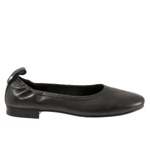 Trotters Gia T2252-001 Womens Black Narrow Leather Ballet Flats Shoes