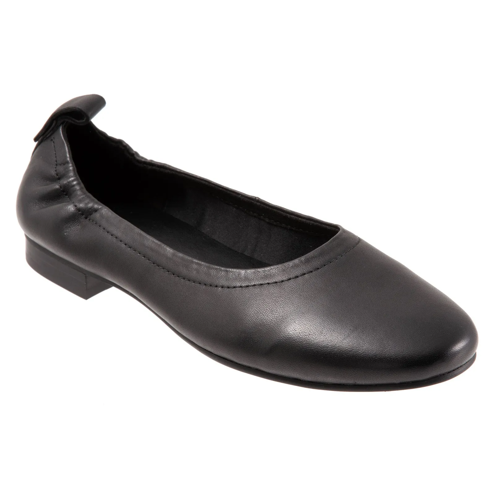 Trotters Gia T2252-001 Womens Black Narrow Leather Ballet Flats Shoes
