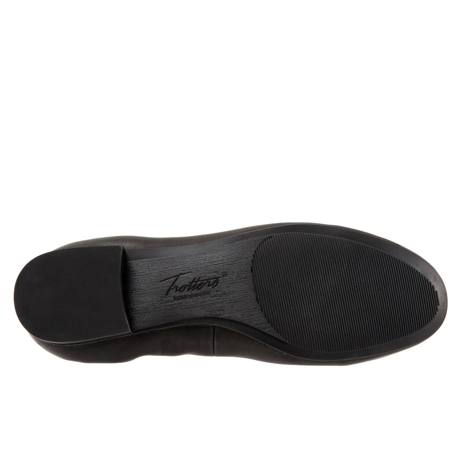 Trotters Gia T2252-001 Womens Black Narrow Leather Ballet Flats Shoes