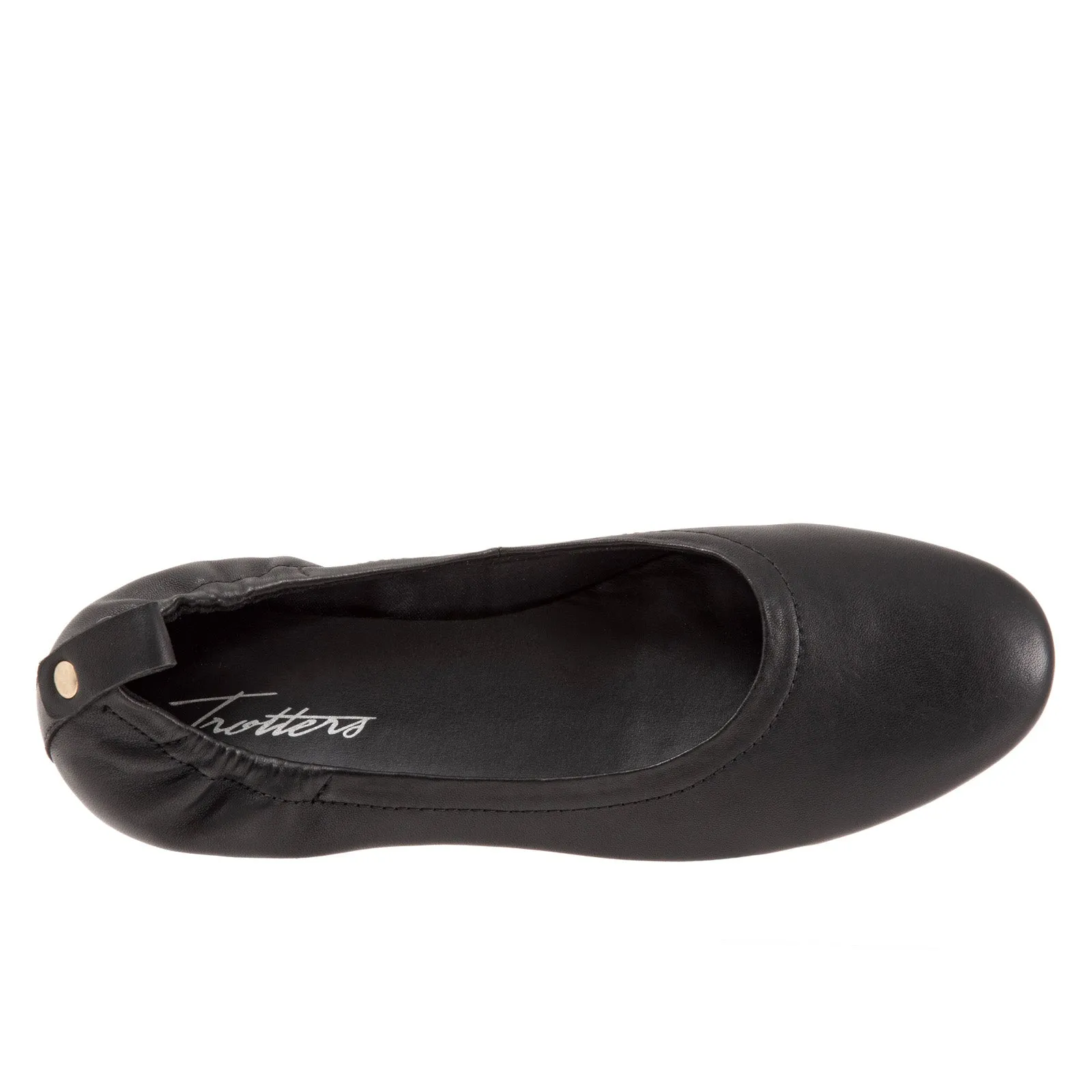 Trotters Gia T2252-001 Womens Black Narrow Leather Ballet Flats Shoes