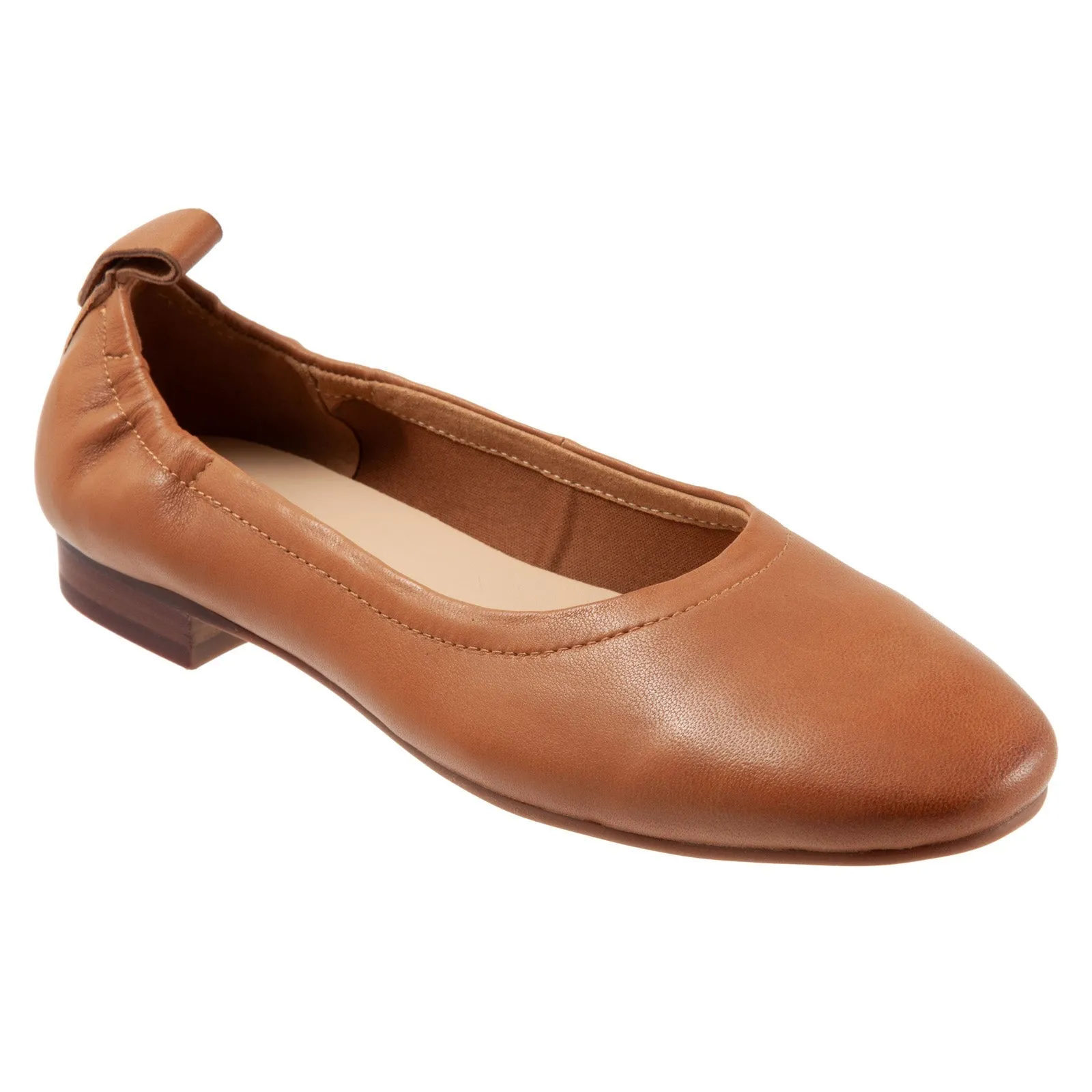 Trotters Gia T2252-215 Womens Brown Leather Slip On Ballet Flats Shoes