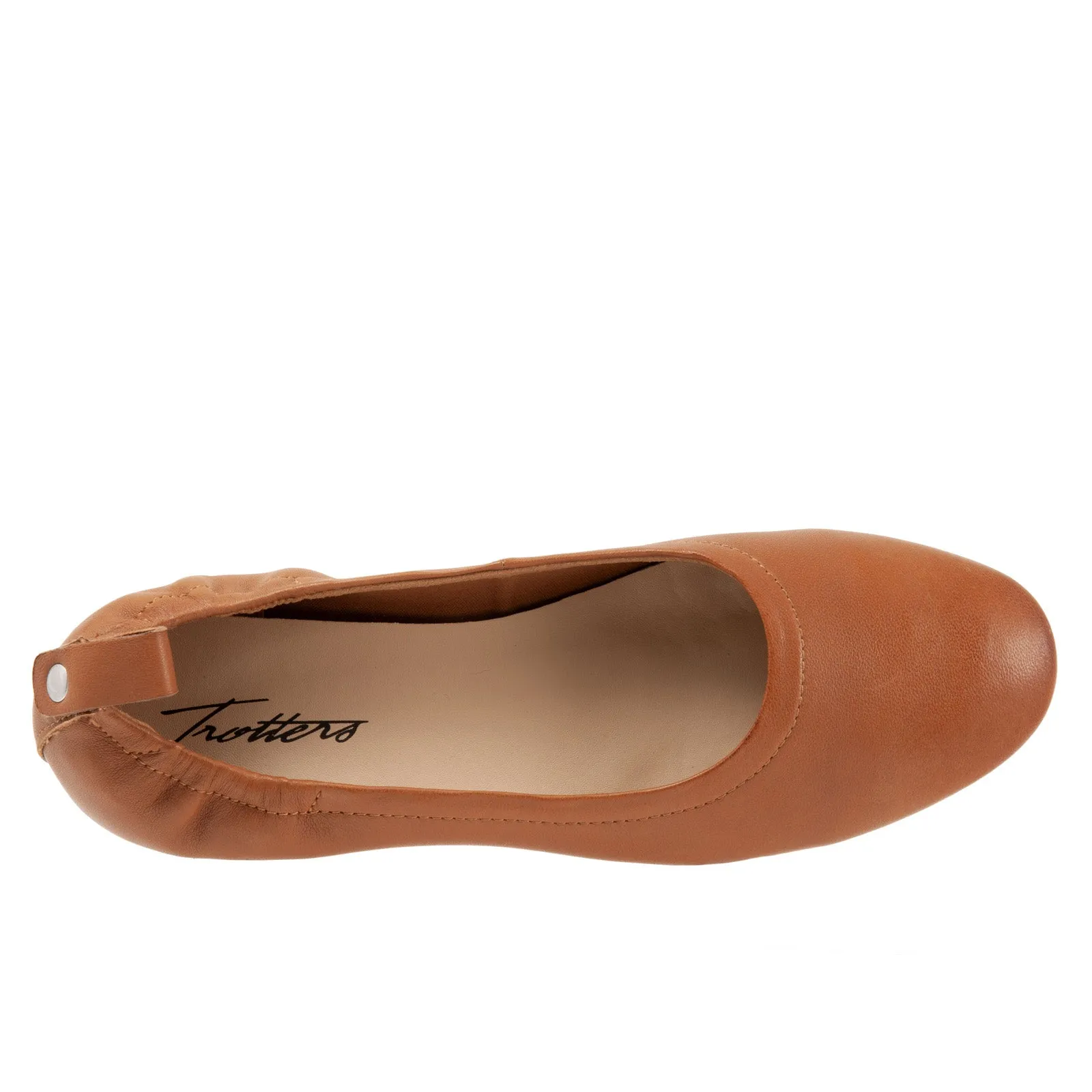 Trotters Gia T2252-215 Womens Brown Leather Slip On Ballet Flats Shoes