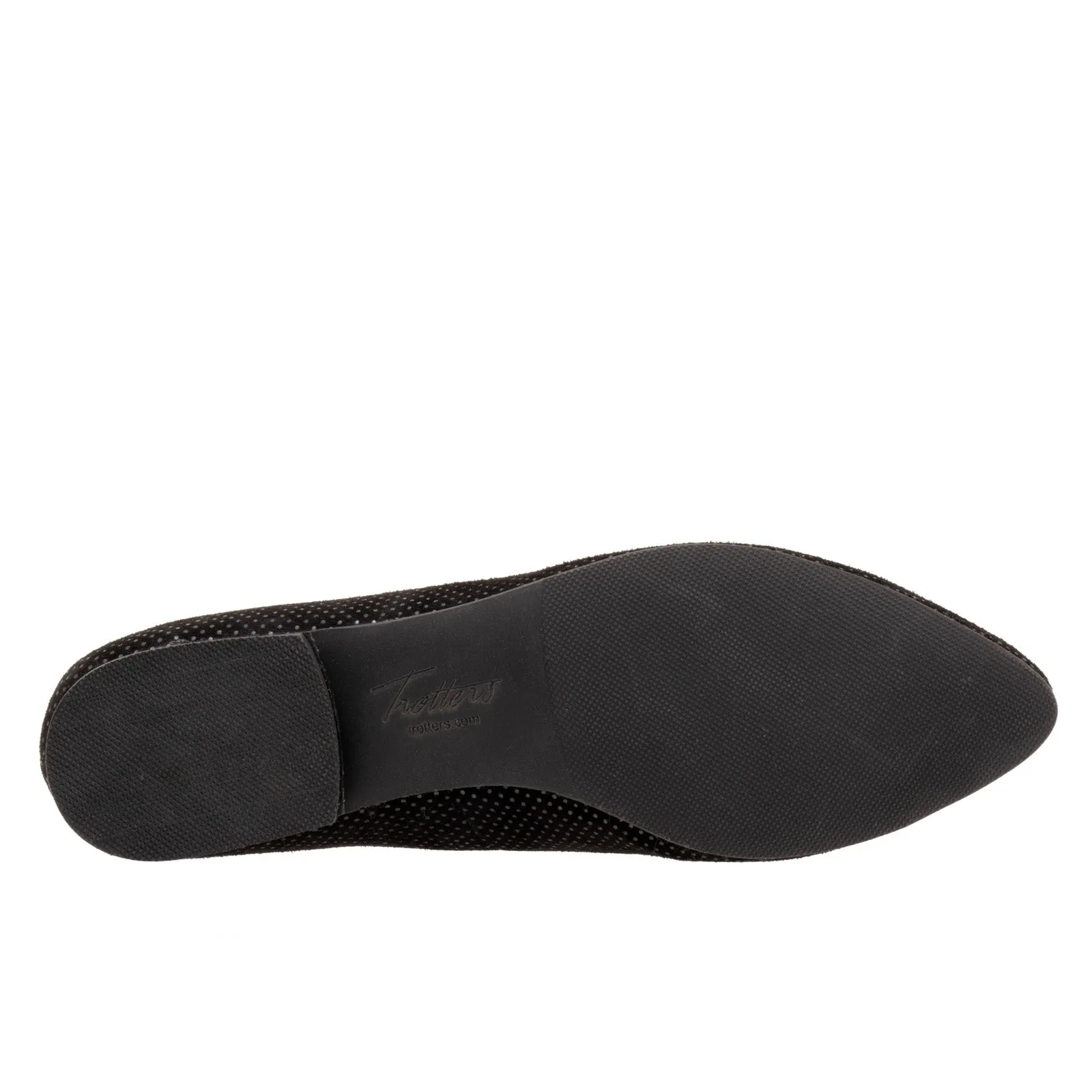 Trotters Harlowe T1707-053 Womens Black Wide Suede Ballet Flats Shoes