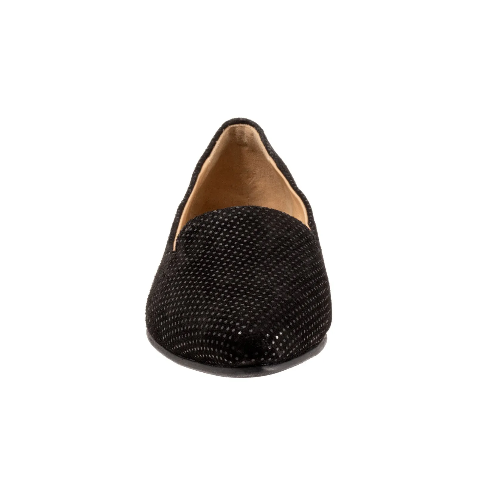 Trotters Harlowe T1707-053 Womens Black Wide Suede Ballet Flats Shoes