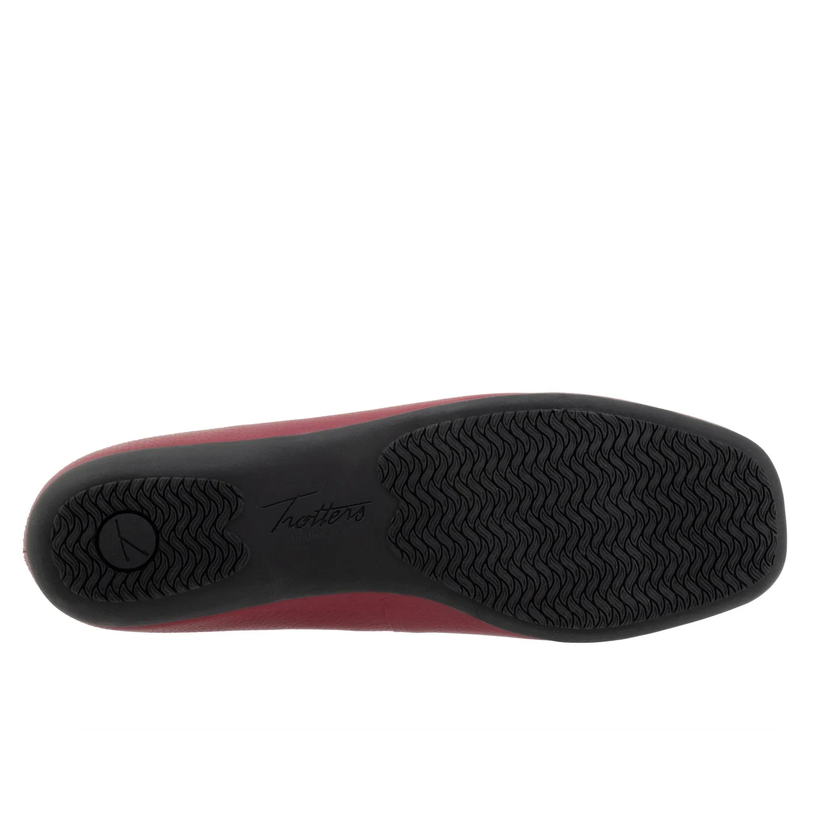 Trotters Sabine T2255-642 Womens Red Narrow Leather Ballet Flats Shoes