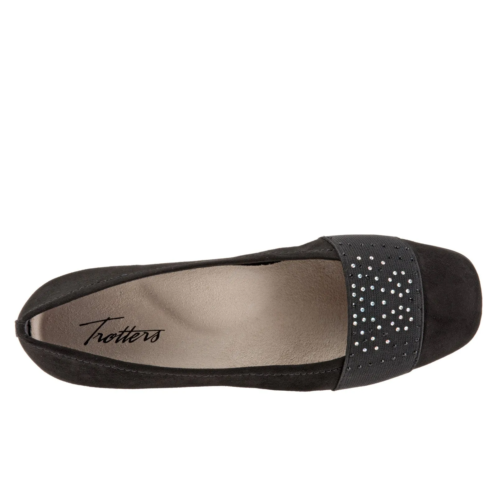 Trotters Samantha T1812-101 Womens Black Leather Slip On Ballet Flats Shoes