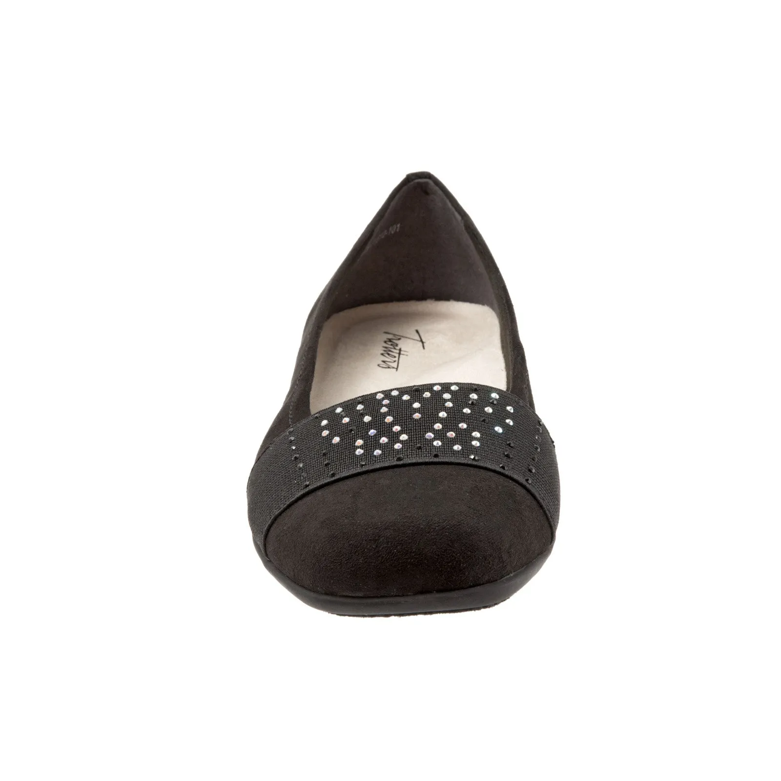 Trotters Samantha T1812-101 Womens Black Leather Slip On Ballet Flats Shoes