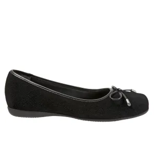 Trotters Sante T1571-003 Womens Black Wide Leather Slip On Ballet Flats Shoes