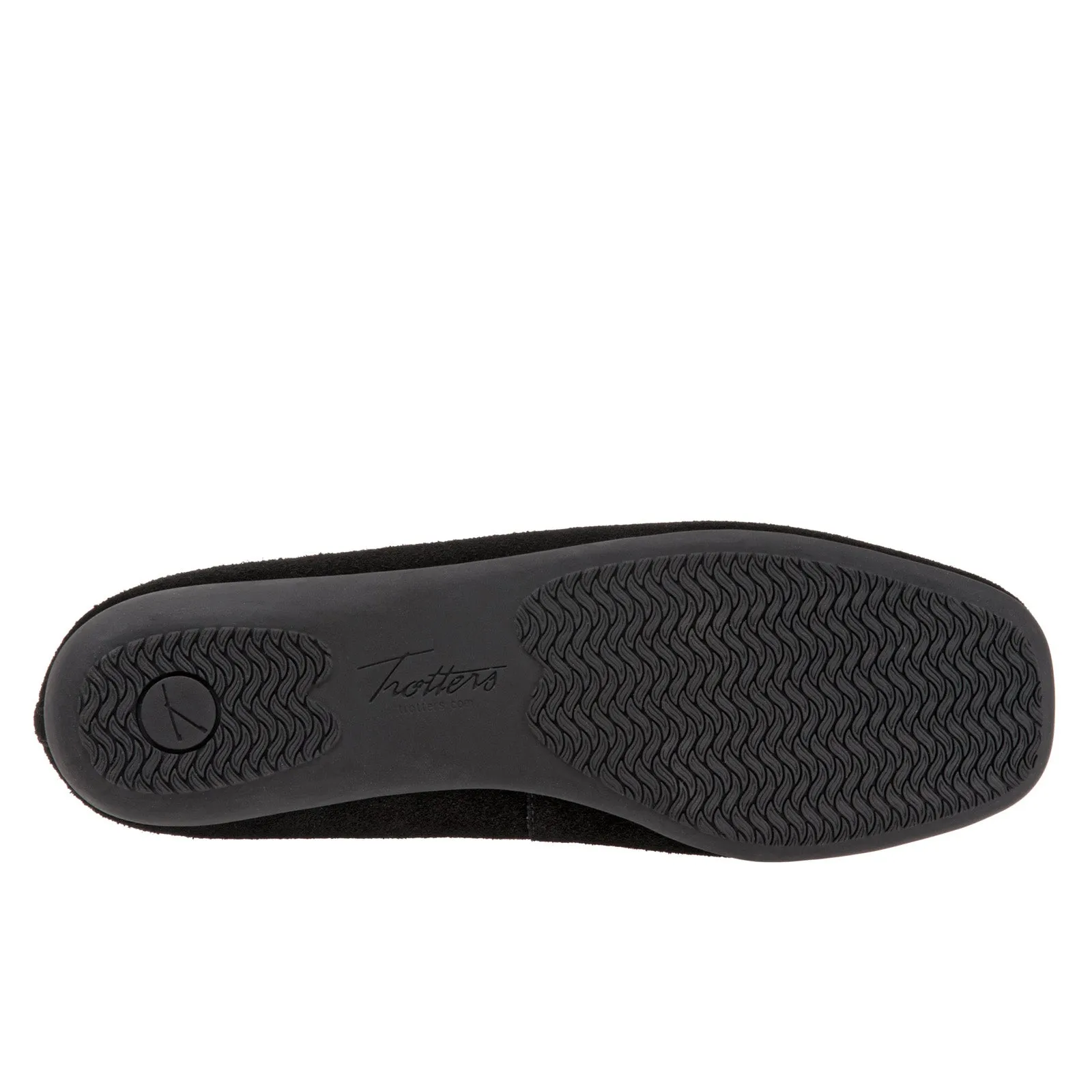 Trotters Sante T1571-003 Womens Black Wide Leather Slip On Ballet Flats Shoes