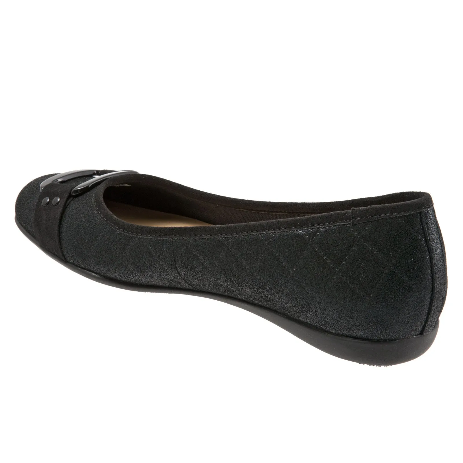 Trotters Sizzle Sign T1251-015 Womens Black Leather Ballet Flats Shoes