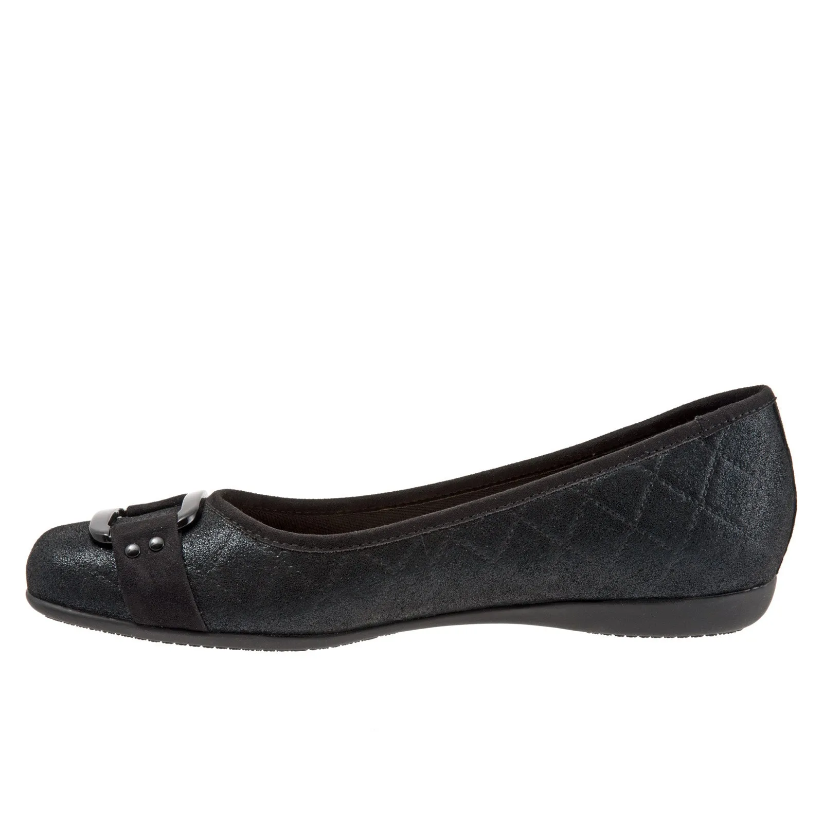 Trotters Sizzle Sign T1251-015 Womens Black Leather Ballet Flats Shoes