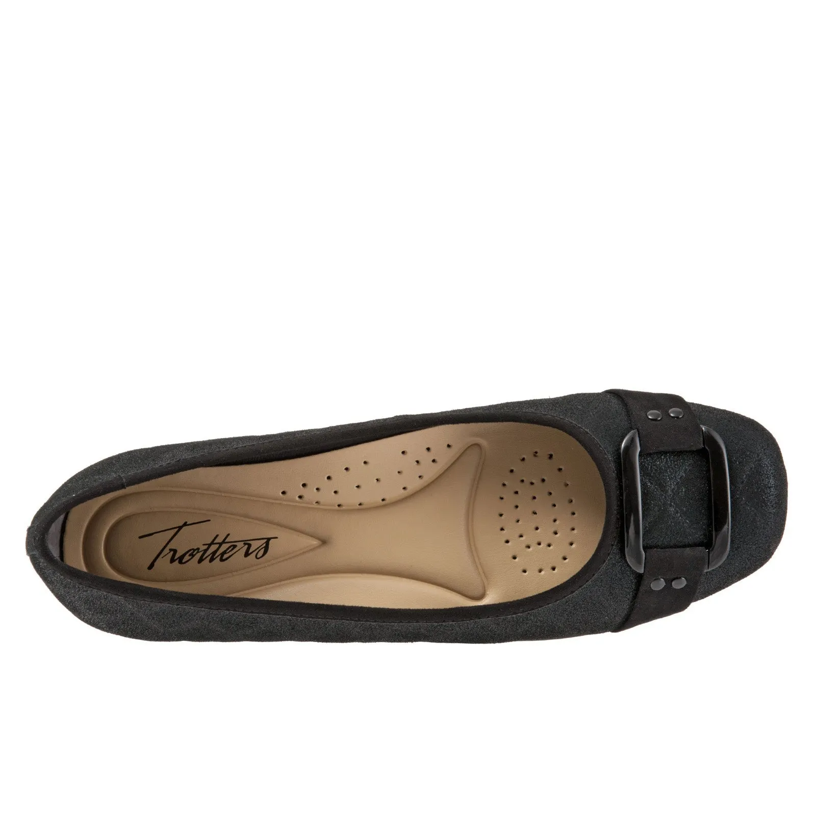 Trotters Sizzle Sign T1251-015 Womens Black Leather Ballet Flats Shoes