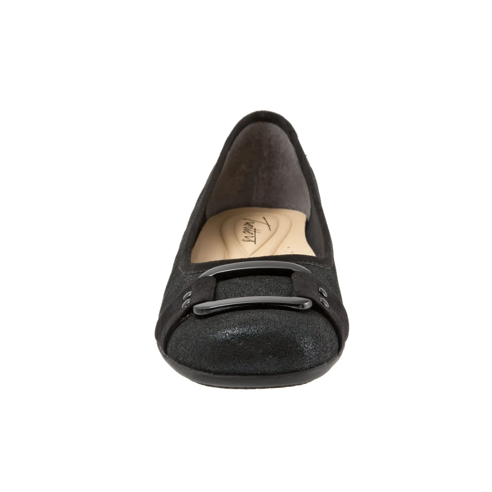 Trotters Sizzle Sign T1251-015 Womens Black Leather Ballet Flats Shoes