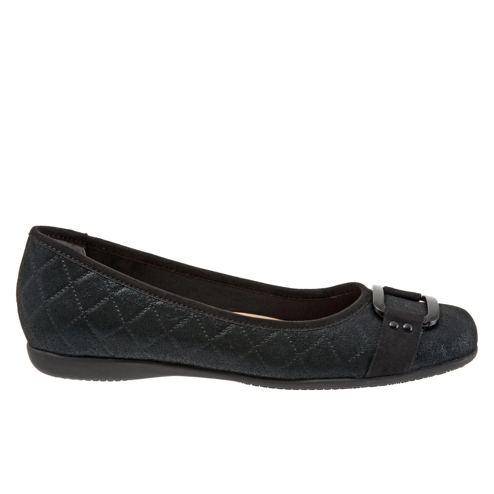 Trotters Sizzle Sign T1251-015 Womens Black Leather Ballet Flats Shoes