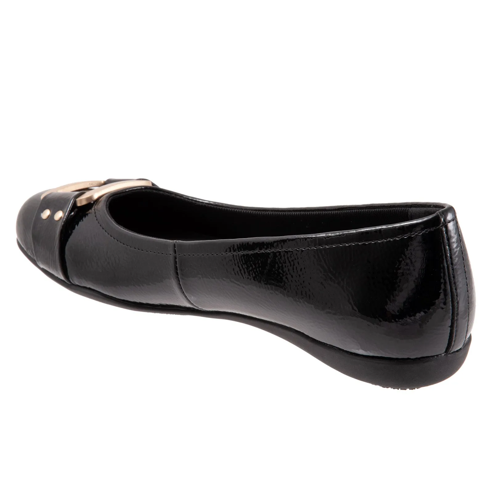 Trotters Sizzle T1251-005 Womens Black Leather Slip On Ballet Flats Shoes