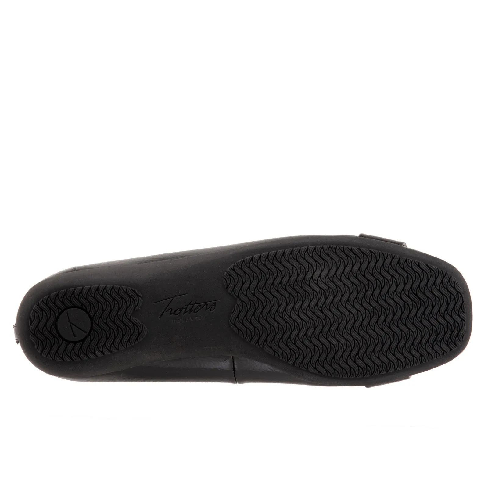 Trotters Sizzle T1251-005 Womens Black Leather Slip On Ballet Flats Shoes