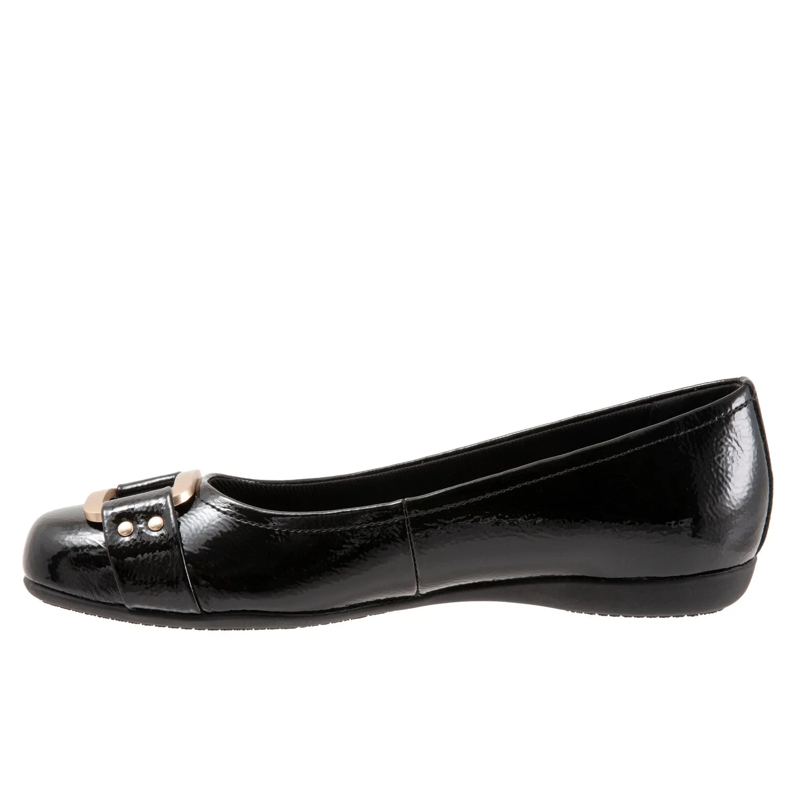 Trotters Sizzle T1251-005 Womens Black Leather Slip On Ballet Flats Shoes