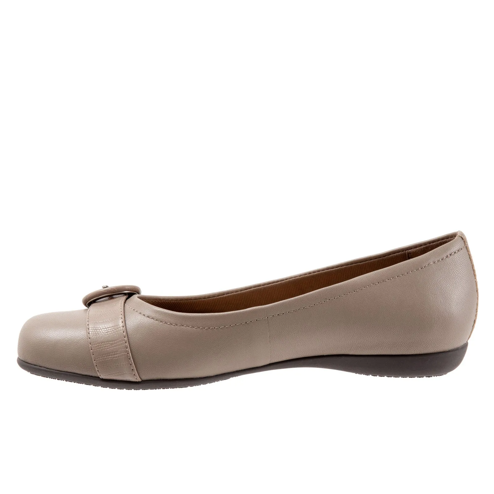 Trotters Sylvia T2166-117 Womens Gray Narrow Leather Ballet Flats Shoes